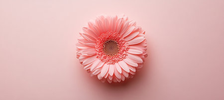 Single Delicate Pink Gerbera Daisy Flower On Pastel Background, Minimalist Floral Photographyの素材