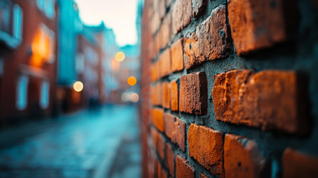Weathered Brick Wall Texture, Urban Background With Bokeh Light For Design, Copy Space.の素材