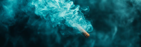 Flowing Wave Of Blue Smoke, Abstract Smoke Texture On Dark Background. Dreamy And Serene.の素材