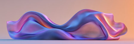 Abstract Flowing Fabric in Pink and Purple on Soft Background. Abstract Fluid Form, Elegant Curvesの素材