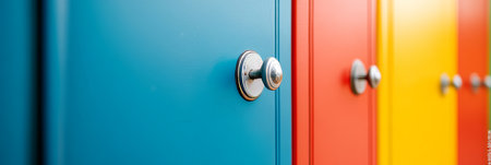 Close up detail of rows of doors, lockers, or storage compartments, showing textures and lines.の素材