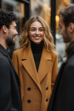 Smiling Colleagues Enjoying Outdoor Team Building Activity, Promoting Workplace Culture And Teamworkの素材