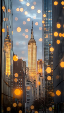 Historic Skyscraper on the Urban Skyline, Empire State Building Towers High, Bokeh, Architectureの素材