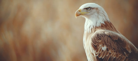 Majestic Eagle Portrait Sharp Gaze and Intricate Feather Details Against Natural Background.の素材