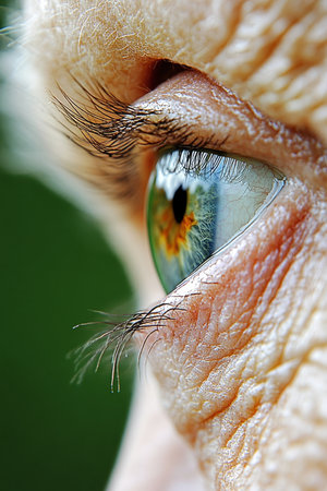 Through the Ages Reflective Gaze of Seniority, Contemplating Life s Journey, Close Up Eye Detailの素材