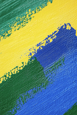 Abstract Background With Bright Colorful Chalkboard Texture, Colorful Blurred Yellow, Blue, Greenの素材