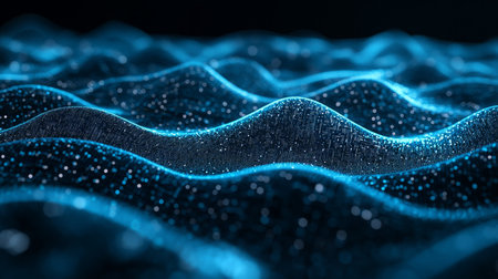 Abstract Waves of Data, Representing Global Networks, Connections, and Data Flow in the Digital Age.の素材