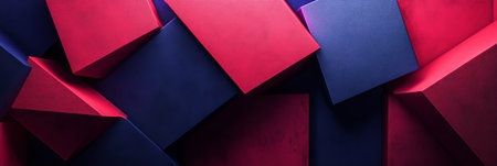 Blue, Red Geometric Light Shapes. Architecture, Modern Buildings Concept Artsy Illustration, Image.の素材