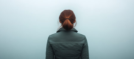 Woman Lost in Fog, Symbolizing Mental Health, Depression, Addiction, Loneliness, Anxiety, Isolationの素材