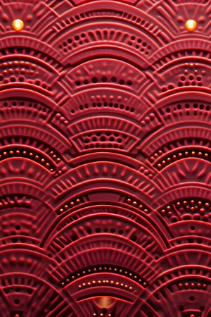 Elegant Red Chinese New Year Background, Festive Abstract Pattern, Gold Accents, Ornamental Designの素材