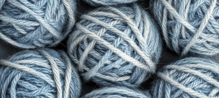 Close-up of Soft, Delicate Yarn in a Winter Color Palette, Highlighting Texture and Vibrant Colorsの素材