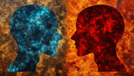 Abstract Creative And Logical Hemispheres Of The Human Brain, Concept Of Different Mindsetsの素材