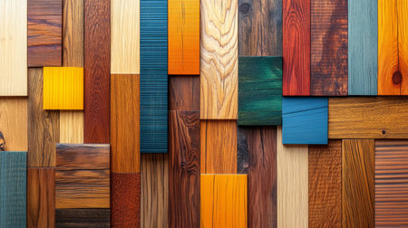 Abstract Background, Colorful Textured Wooden Planks, Material Design, Geometric Compositionの素材