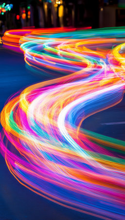 Vibrant pathways and roads in a blurred dynamic background of transportation and logisticsの素材