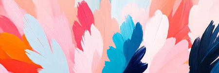 Abstract Pink, Blue, And Orange Painted Canvas Background. Modern Art. Contemporary Art.の素材