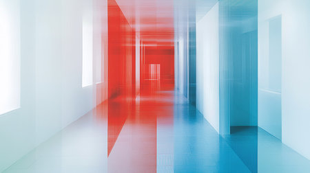 Blurred Lines of Red and Blue, Abstract Colorful Scene Characterizing Joy and Entertainmentの素材