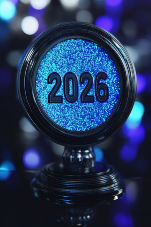 Blue Glitter Background With The Number 2026 For New Years Eve Celebration, Festive Moodの素材