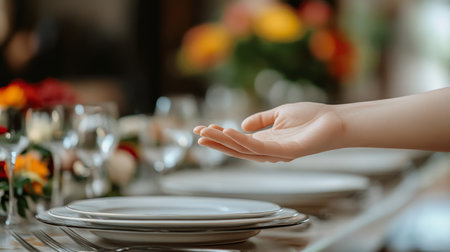 Empty Chair, Waiting Hand A Place Setting at a Beautifully Decorated Table Conveys a Sense of Lossの素材