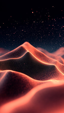 Abstract Telecommunications Landscape, Waves And Signals Representing Data Flow, With Blurry Depthの素材