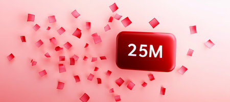 25 Million Celebration Background, Social Media Achievement with Falling Confetti, 3D Renderの素材