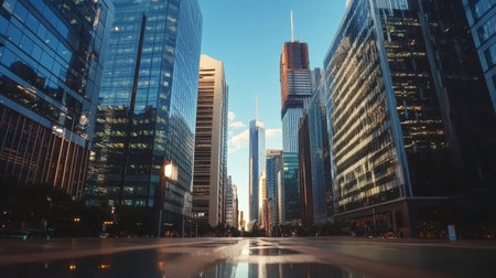 Modern Architecture in Financial District Business Center with Skyscrapers, Office Buildingsの素材