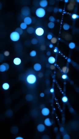 Abstract Blue Bokeh Lights Background, Dreamy And Festive Atmosphere With Sparkling Lightsの素材