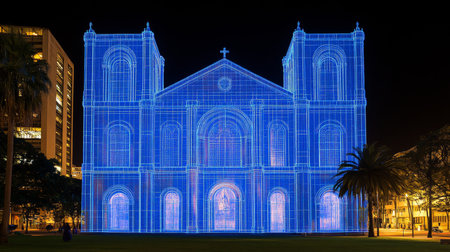 Sao Paulo Cathedral Wireframe, Digital Representation of Historic Architecture, Brazilの素材