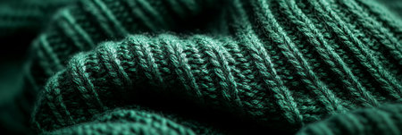 Close-Up, Emerald Green Knitted Fabric Texture, Macro Photography Background, Vibrant Green, Cozyの素材