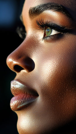 Close Up, A Woman s Daydream, Serenity, Makeup Look, Beauty, Studio Portrait, Deep Tone Skincareの素材