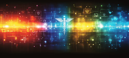 Medical Background With Caduceus And Healthcare Symbols, Abstract Design With Soft Focusの素材