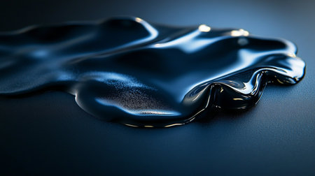 Abstract Black Fluid Pattern, Textured Background,. Smooth, Shiny Surface With Swirlsの素材