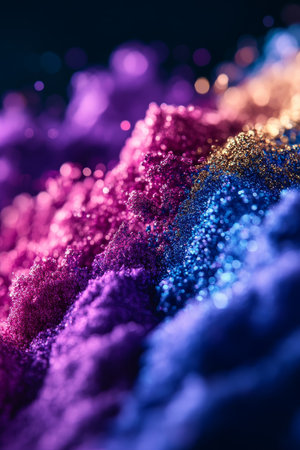 Vivid Peaks of Color A Macro Exploration of Textured Powder Pigments in Blue, Purple, and Goldの素材