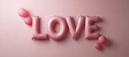 Festive LOVE Letter Balloons Create Romantic Valentine s Day Decoration, Pink Backdropの素材