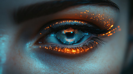 Digital Eye Glowing Lines, Future Technology. High-Resolution Medical, Technology Imageの素材