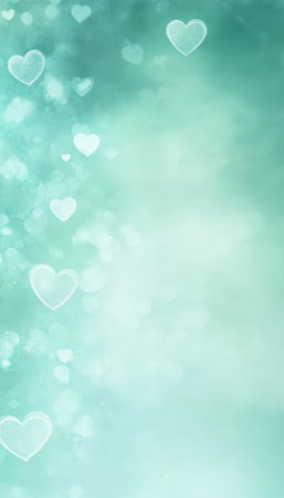 Soothing Pastel Green Background, Abstract With Hearts, Blurred Effect, Love, Hope, Healthcareの素材