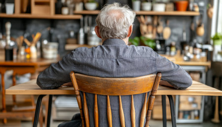 Empty Chair, Senior s Back, and the Soft Focus of Memory A Story of Separation and Time.の素材
