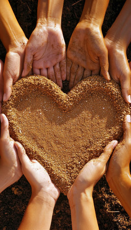 Heart of Sand, Symbol of Unity, Love, Team Work Representing Environmental Protection.の素材