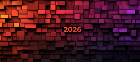 Abstract 2026 Background Vibrant Colorful Blocks, Seamless Blend, Design Element, Text Spaceの素材
