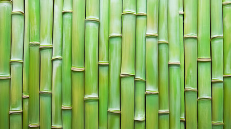 Green Bamboo Stalks Background Texture, Nature Pattern Design For Wallpaper. Close-up. Full Frame.の素材