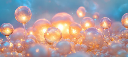 Microscopic View of Glowing Cells With Abstract Circular Shapes and a Dreamlike, Ethereal Qualityの素材