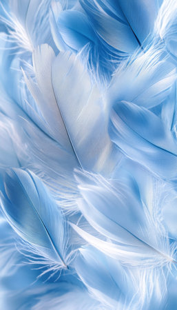 Soft Light Blue Feathers, Textured Detail, Overlapping Layers, Calming Colors, Studio Lightingの素材