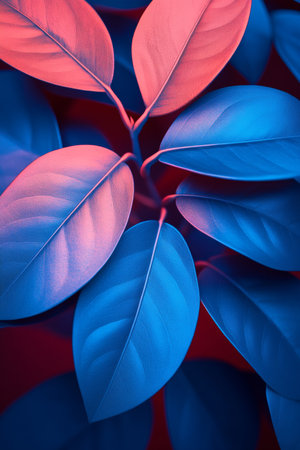 Wellness Concept Vibrant Blue And Pink Leaves, Healthcare Background, Nature Abstractの素材
