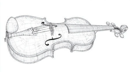 Abstract Outline of a Violin A Line Art Illustration for Music, Art and Design Projects.の素材