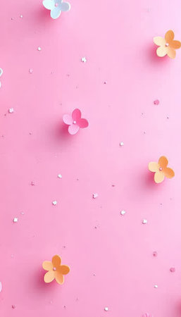 Calming Pastel Pink Background, Whimsical Flowers, Spring Design Element, Delicate Decorationの素材