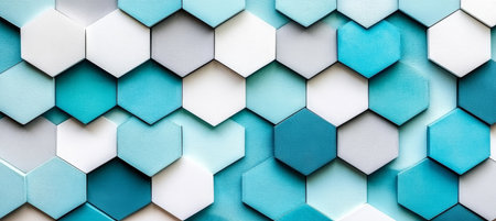 Abstract Background Geometric Pattern Of Blue And Gray Hexagons With Soft Focus And Bokeh Effectの素材