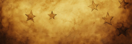 Vintage, Five-Pointed Stars on a Yellow Background Retro Americana or Patriotic Conceptの素材