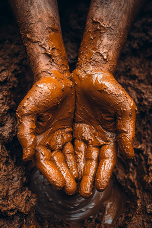 Hands Holding Soil, Concept For Poverty, Drought, Environmental Issues, And Climate Changeの素材