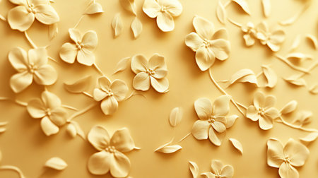 Vintage Sepia Floral Background, Subtle Wall Texture Design with Delicate Flower Motifsの素材