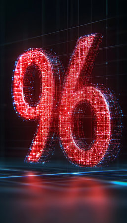 Glowing Digital Number 96 on an Abstract Background, Representing a Futuristic Concept in 3Dの素材