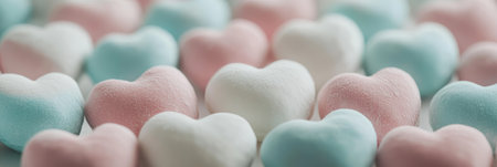 Pastel Heart Candy Background Delicious Sweets in Soft Pink and Blue with a Sugared Textureの素材